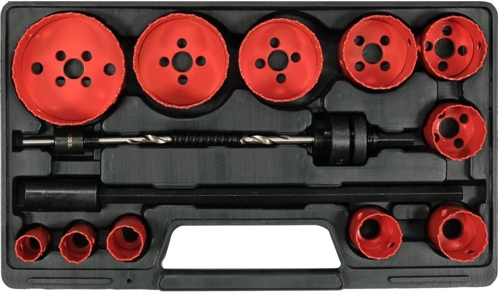 Set sharrash vrime YATO BIMETAL, 7 copë, 19-76mm, Kuqe