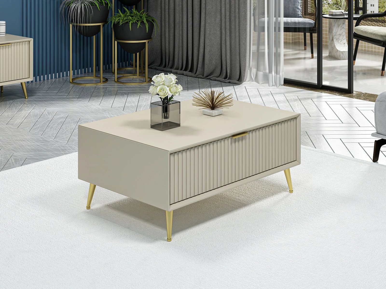 Tavolinë e ulët Hanah Home, ngjyrë rëre, Luxe