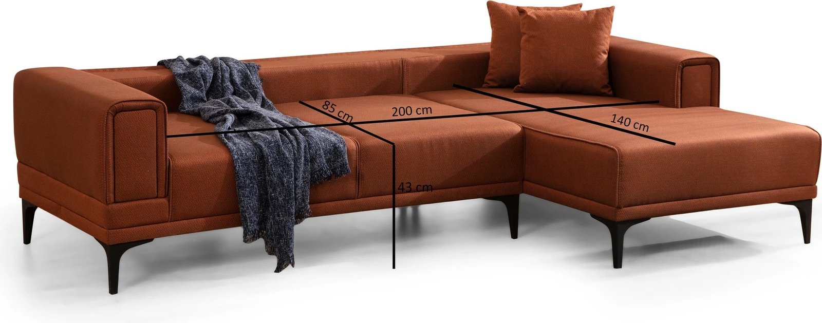 Kënd-sofë krevate Atelier del Sofa, Horizon, kënd i djathtë, ngjyrë e kuqe tjegulle
