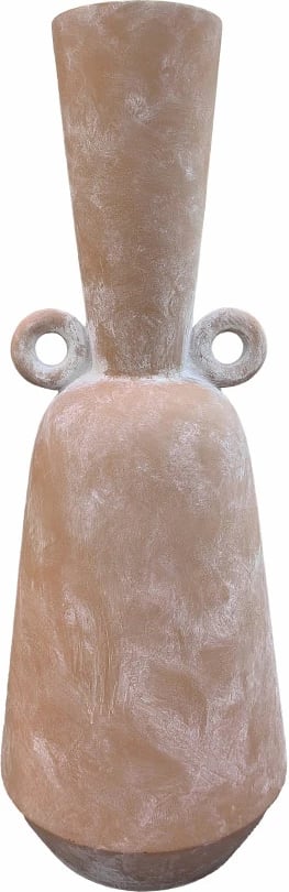 Vazo dekorative AREOPOLI, fibër qelqi, ngjyrë kafe e kuqërremtë-bardhë, 43x43x111 cm