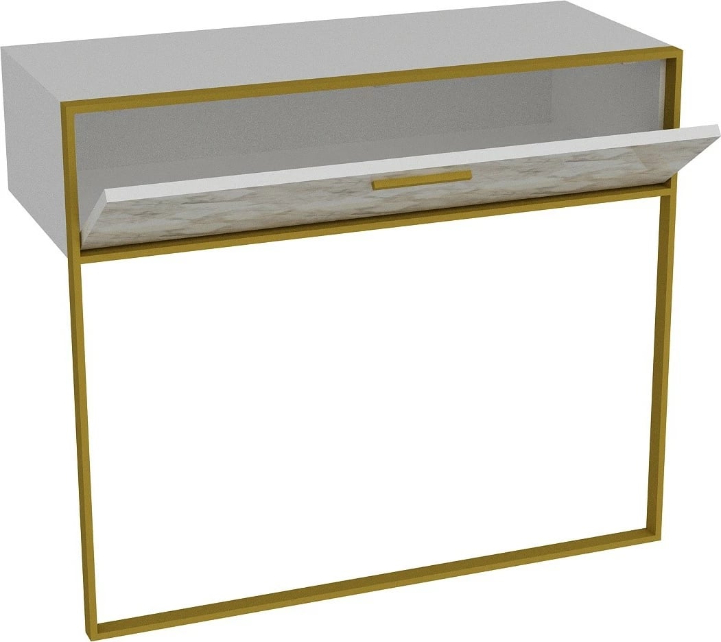 Komodë anësore Hanah Home, Polka, e bardhë dhe ari