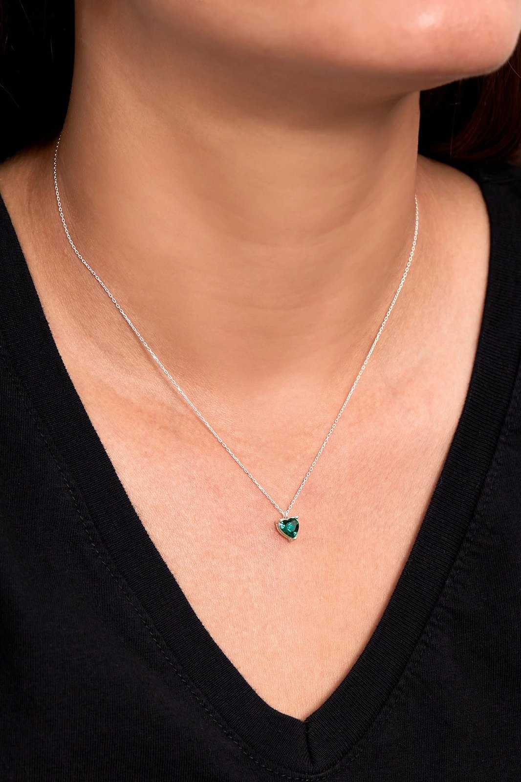 Qafore argjendi Elika Silver, gur zirkon i gjelbër, ELKAB92244