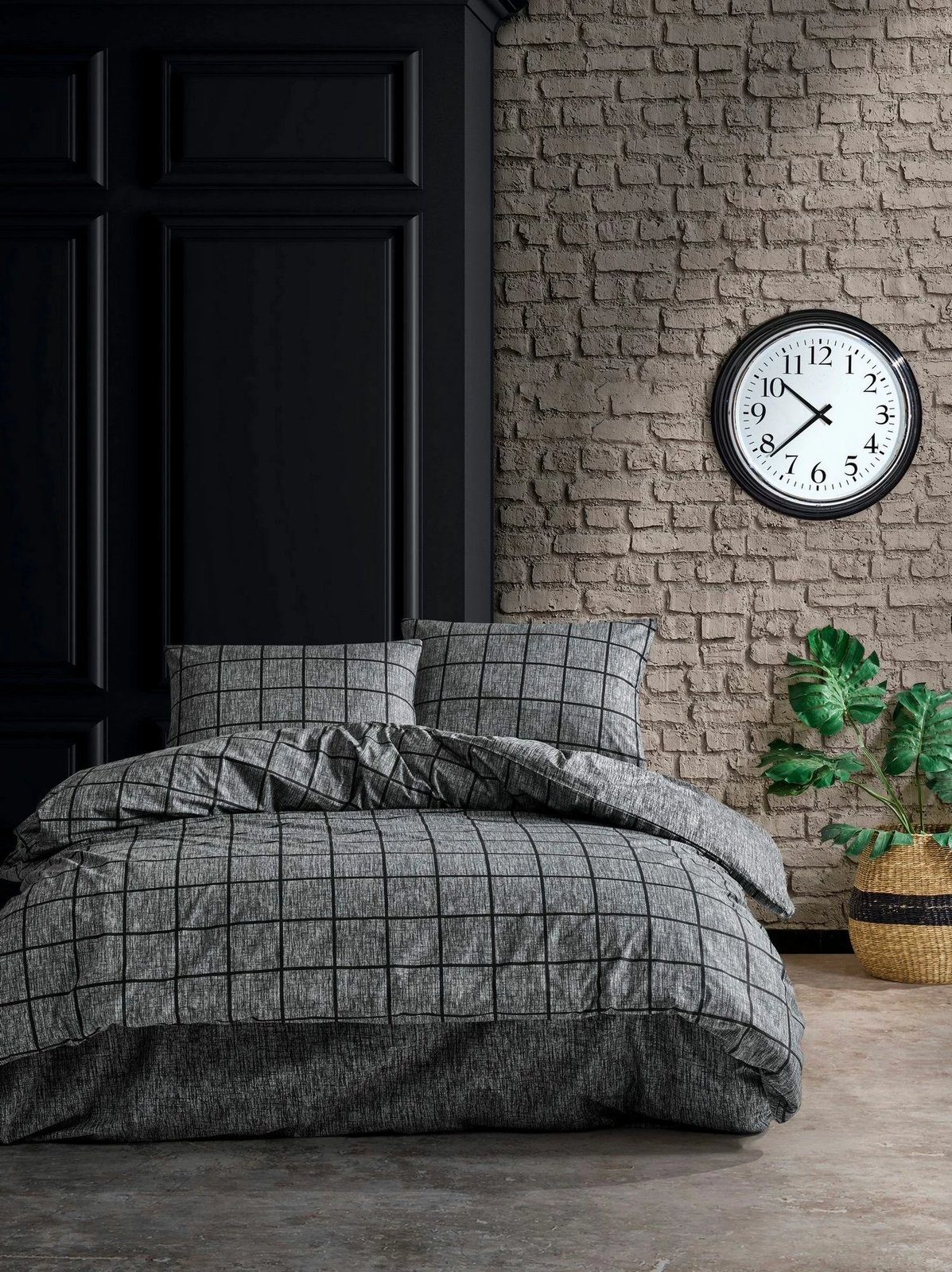 Set mbulesë jorgani për një person, ngjyrë e zezë, L'essentiel, Kare