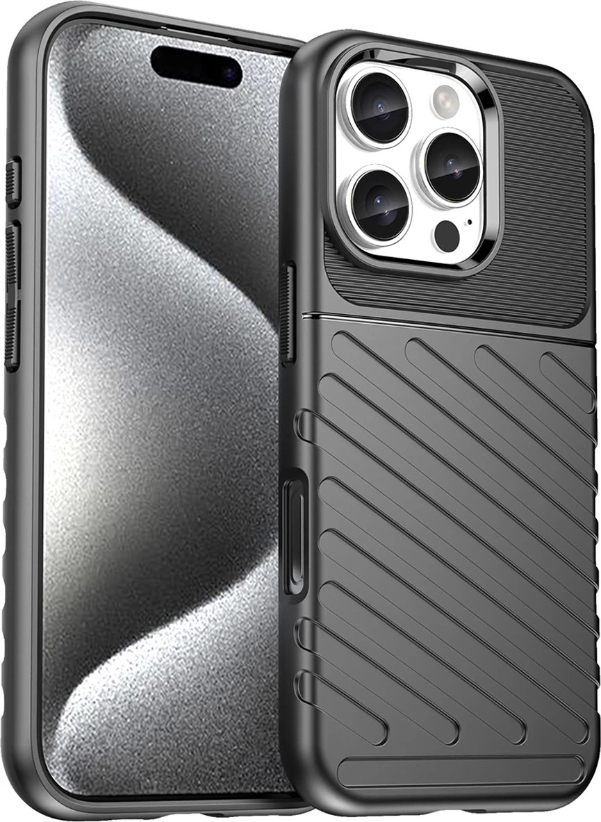 Mbështjellës Hurtel Thunder Case për iPhone 16 Pro Max, TPU, i zi