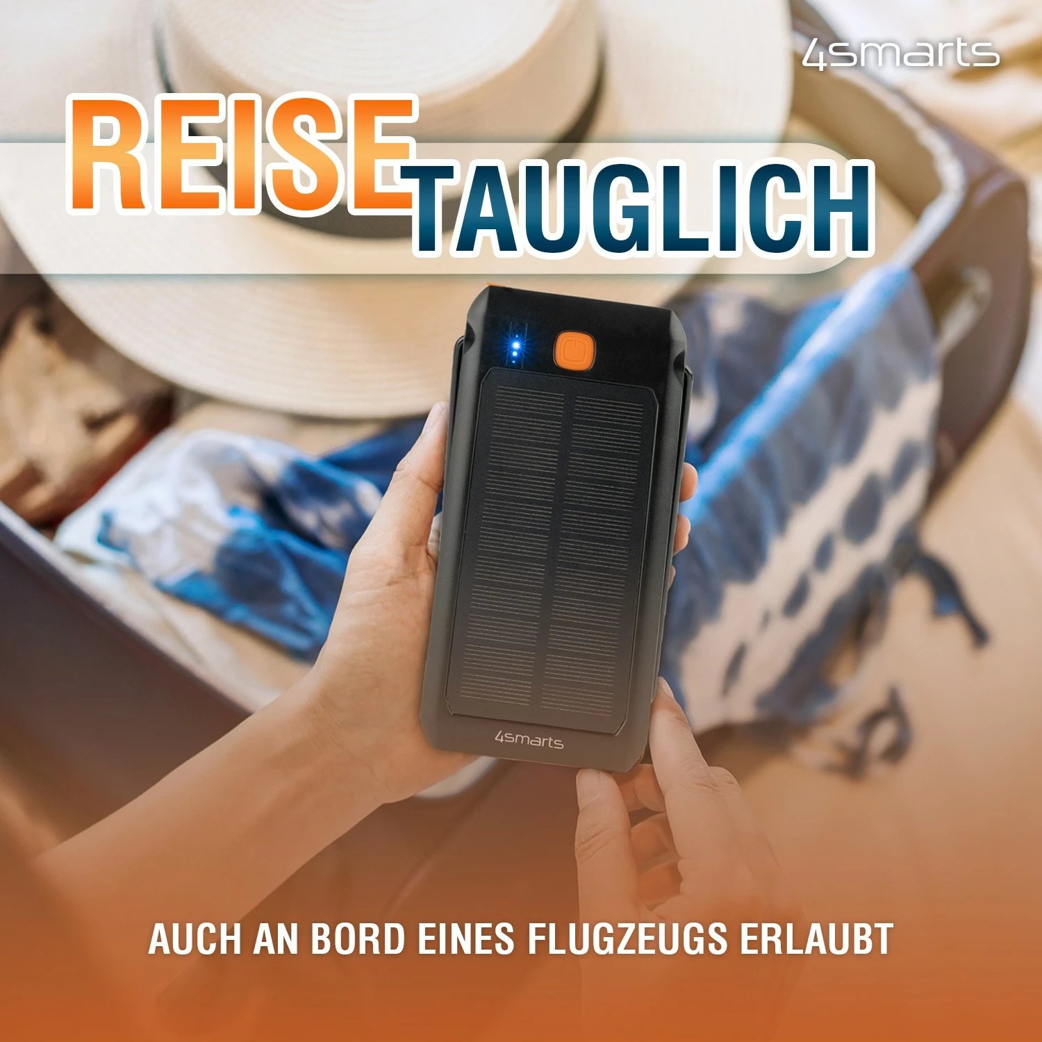 Powerbank 4smarts TitanPack Flex 10000 mAh, Quick Charge 3.0, e zezë, portokalli