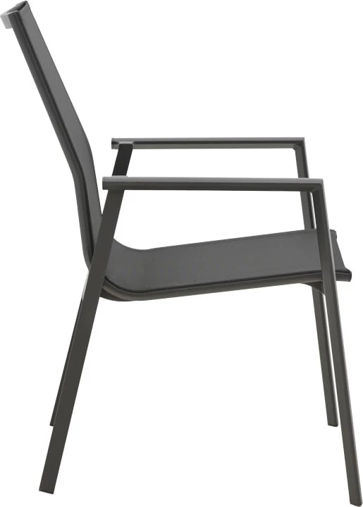 Set tavoline me karrige për terasë, Pinap-Dashiell, alumin i zi, sipërfaqe tavoline natyrale, 5 copë, Φ110x74cm