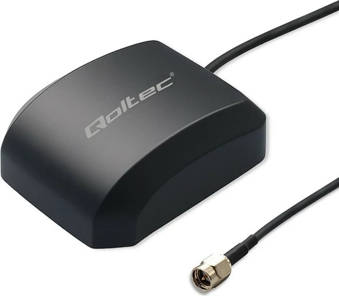 Antena GPS/GLONASS, Qoltec 57055, omnidirectionale, 28 dBi, bazë magnetike, SMA, e zezë