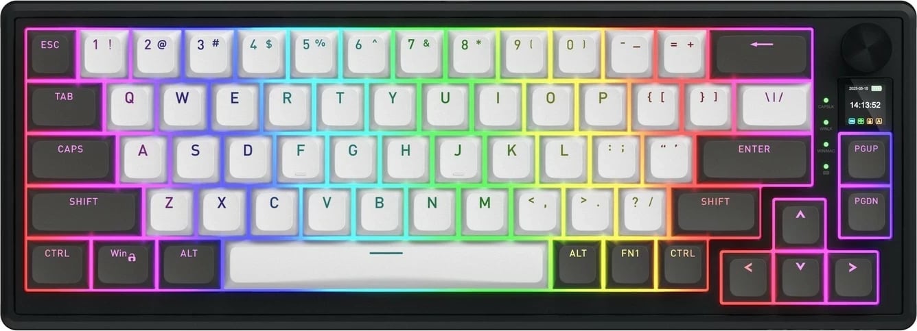 Tastierë mekanike Hator Skyfall 65 PRO, wireless, RGB, hot-swap, 65%, gri-zezë