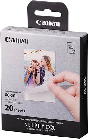 Set bojë dhe letër foto Canon XC-20L për SELPHY QX20, 20 fletë Set bojë dhe letër foto Canon XC-20L për SELPHY QX20, 20 fletë