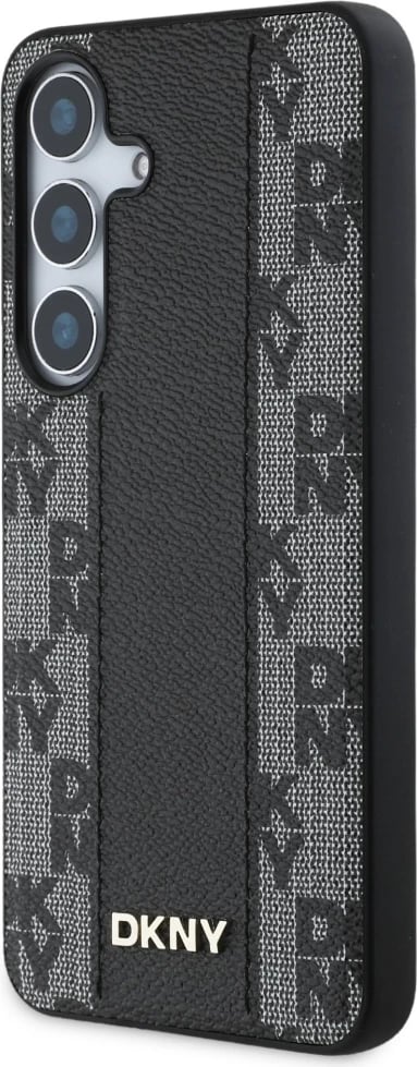 Mbështjellës DKNY për Samsung Galaxy S25, me MagSafe, Lëkurë, Checkered Pattern, Zi
