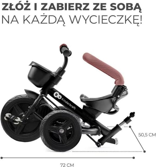 Biçikletë tre-rrotëshe Kinderkraft AVEO KRAVEO00PNK0000 për vajza, Rozë