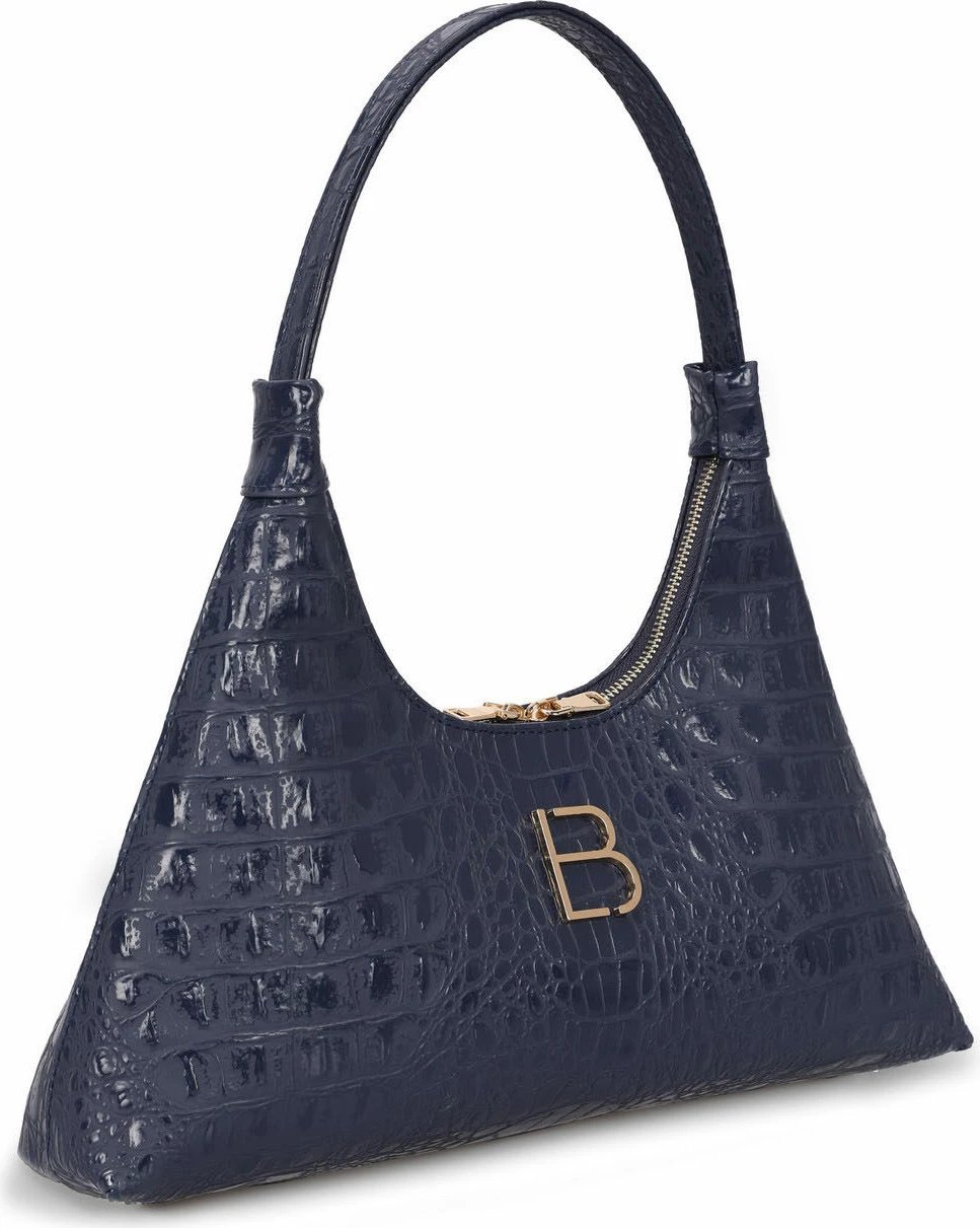 Çantë shpatullës Lucky Bees, croco ngjyrë kaltër e errët, 505