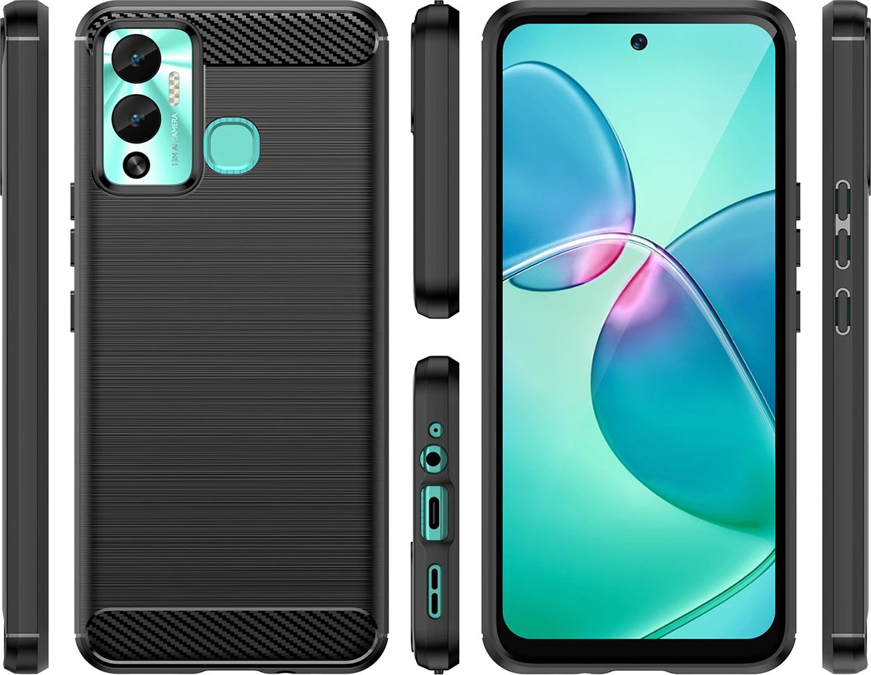 Mbështjellës Hurtel Carbon Case për Infinix Hot 12 Play / Hot 12 Play NFC, TPU, i zi