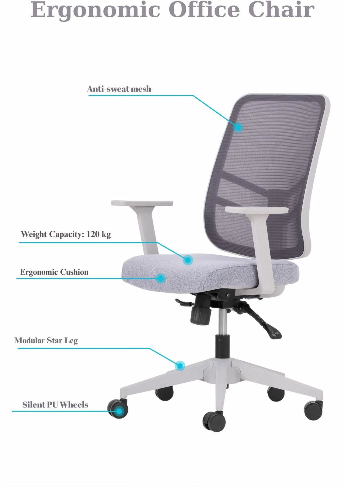 Karrige zyre Skye Decor, Leto 108, ngjyrë gri