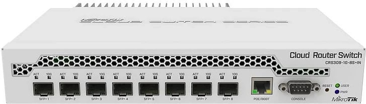 Switch MikroTik CRS309-1G-8S+ i menaxhuar, Gigabit Ethernet, Bardhë