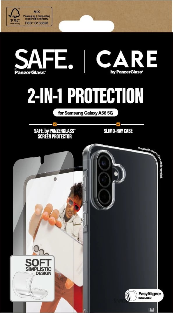 Mbështjellës PanzerGlass për Samsung Galaxy A56 5G, set 2-në-1, transparent