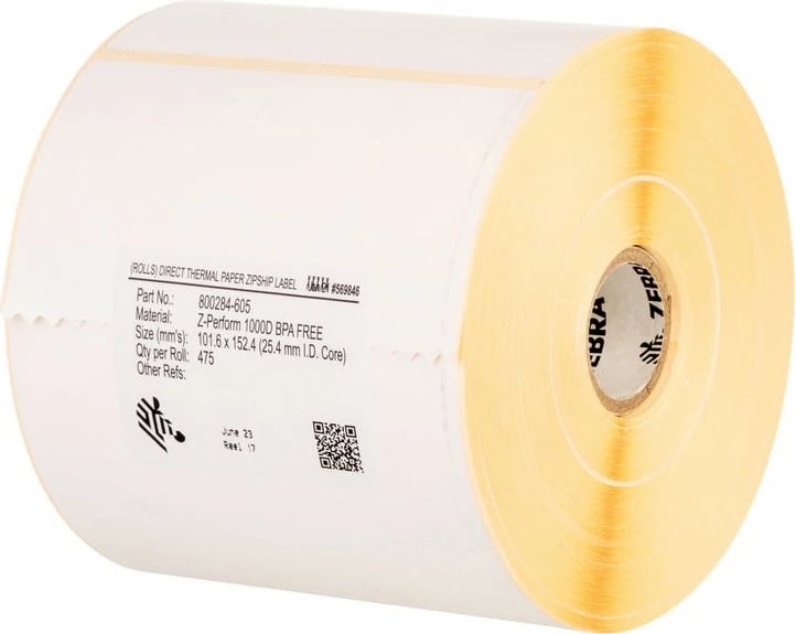 Etiketa vetëngjitëse Zebra Z-Perform 1000T, 4" x 2.5", letër, për printerë termal, e bardhë