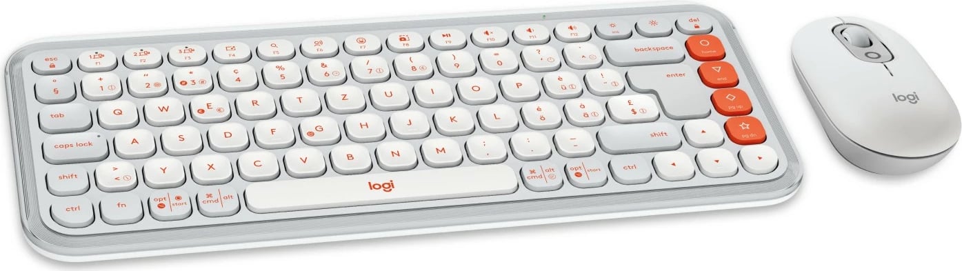 Tastierë dhe Maus Logitech POP ICON COMBO, Wireless, Bluetooth, QWERTZ, Portokalli, Bardhë