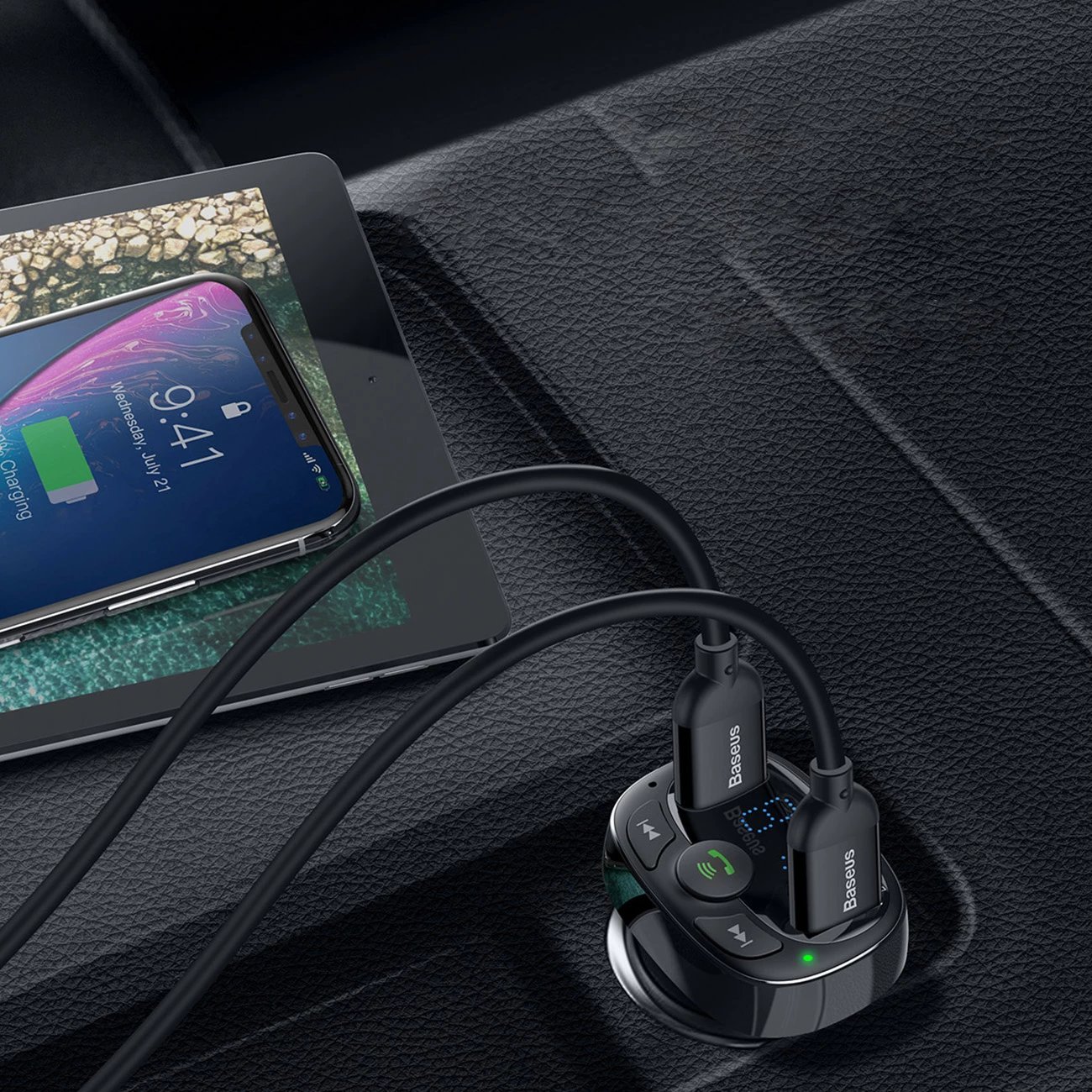 Transmetues Bluetooth / karikues veture Baseus S-09A, i zi Transmetues Bluetooth / karikues veture Baseus S-09A, i zi