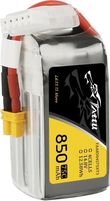 Bateri LiPo Tattu 850mAh 14.8V 75C 4S1P, XT-30