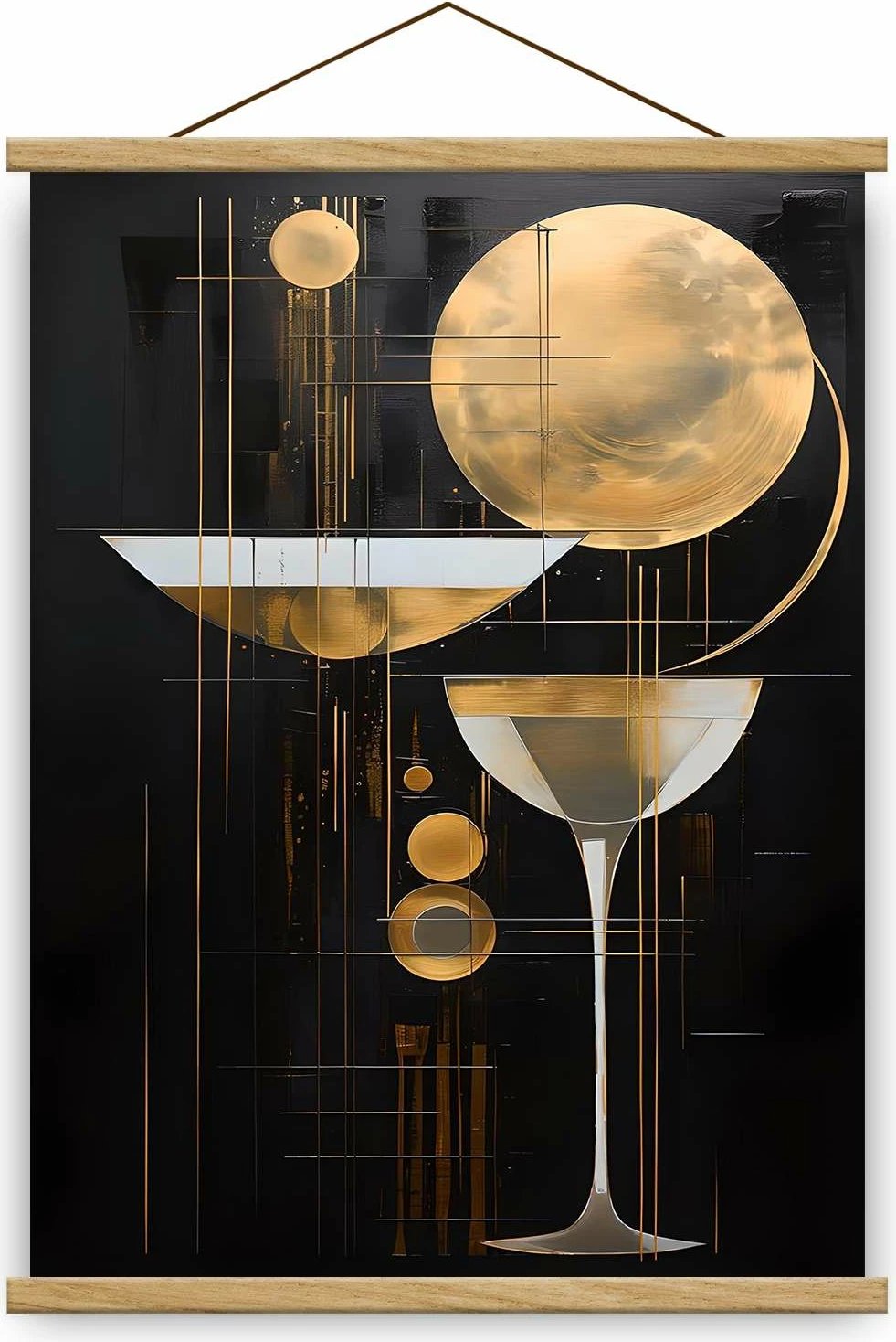 Pikturë dekorative me kornizë Wallity, MRG76, ari, e zezë, argjend, 50x70cm