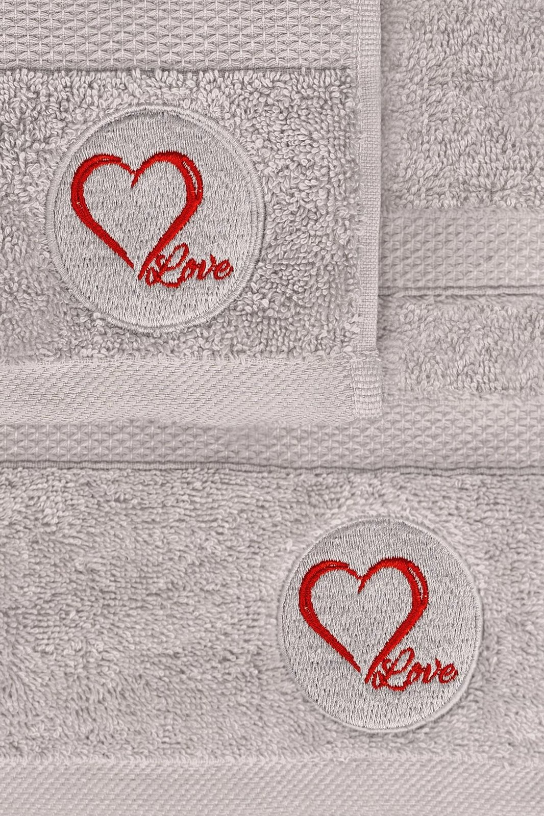 Set peshqirësh duarsh dhe banje (2 copë), Mijolnir, Love, gri Set peshqirësh duarsh dhe banje (2 copë), Mijolnir, Love, gri