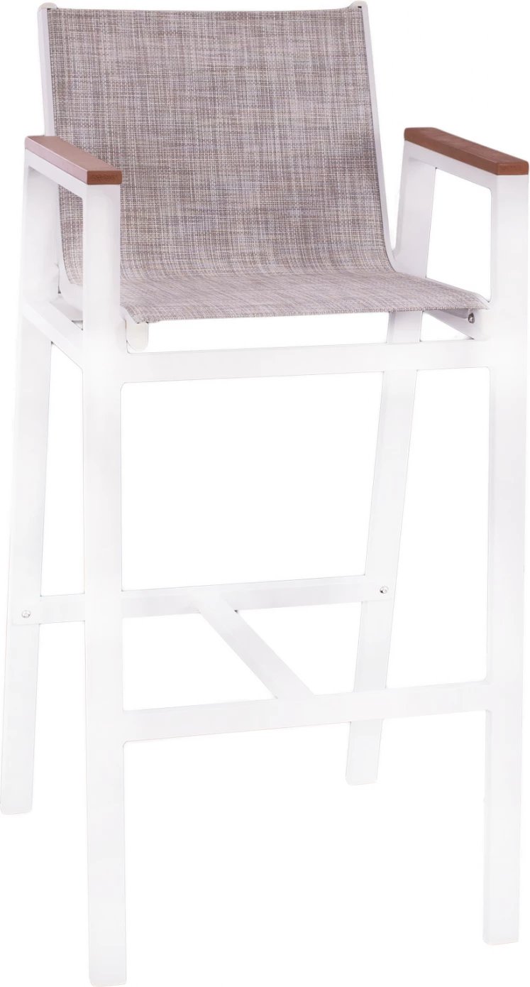 Karrige për bar alumini e bardhë me polywood 52x58x108 cm. FH5790.01