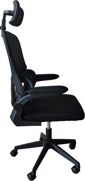 Karrige zyre Recko, material rrjetë, ngjyrë e zezë, 56x62x116-125cm