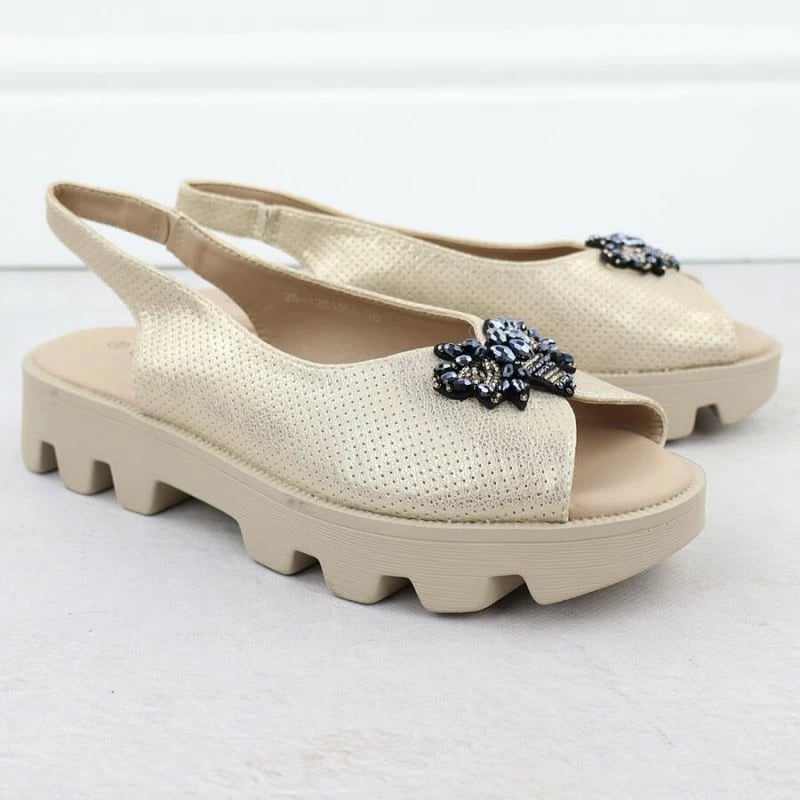 Sandale platforme Potocki SZ12610, të arta