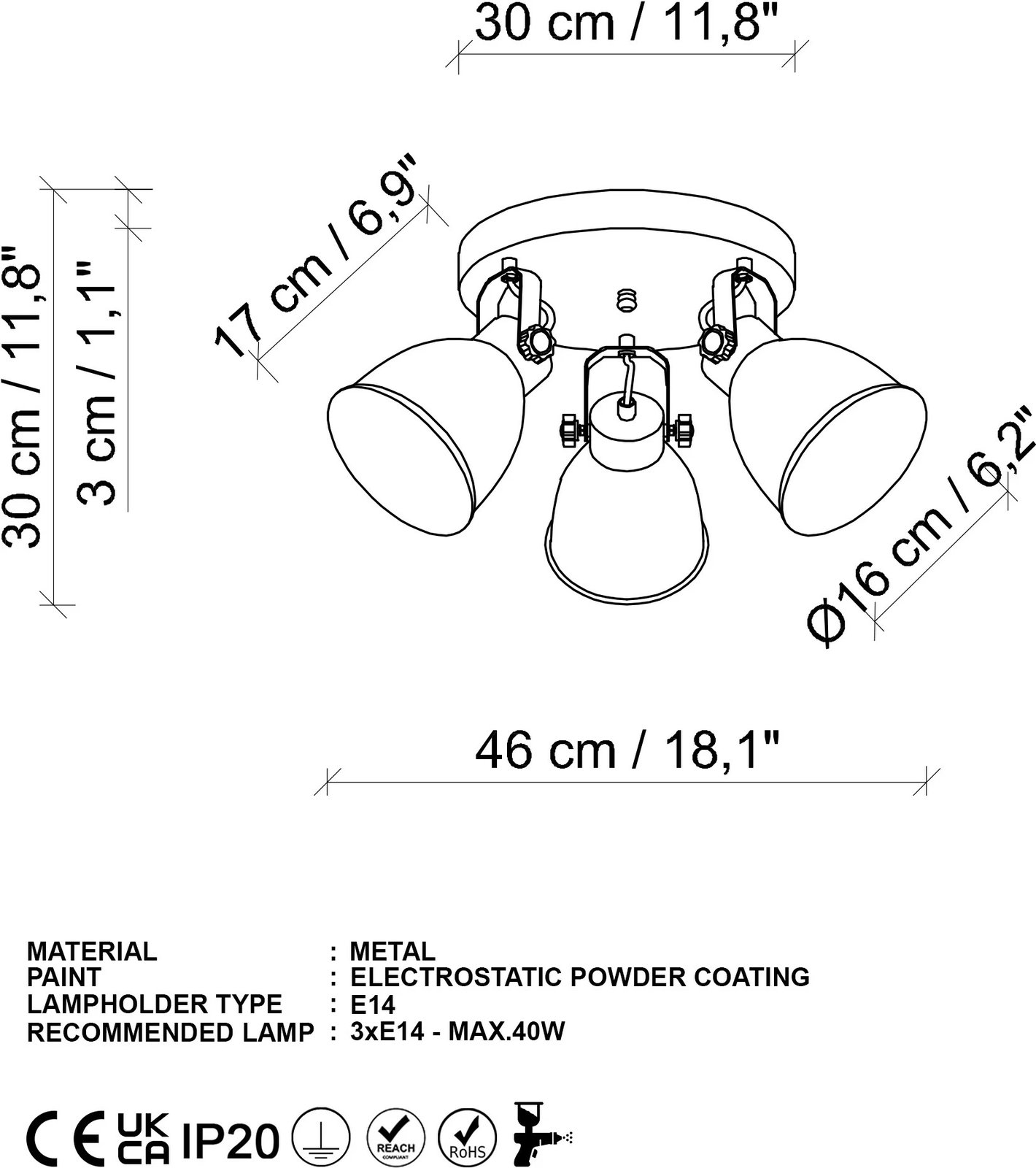 Llambë tavani Opviq, ngjyrë ari, Spotkafası - 13789