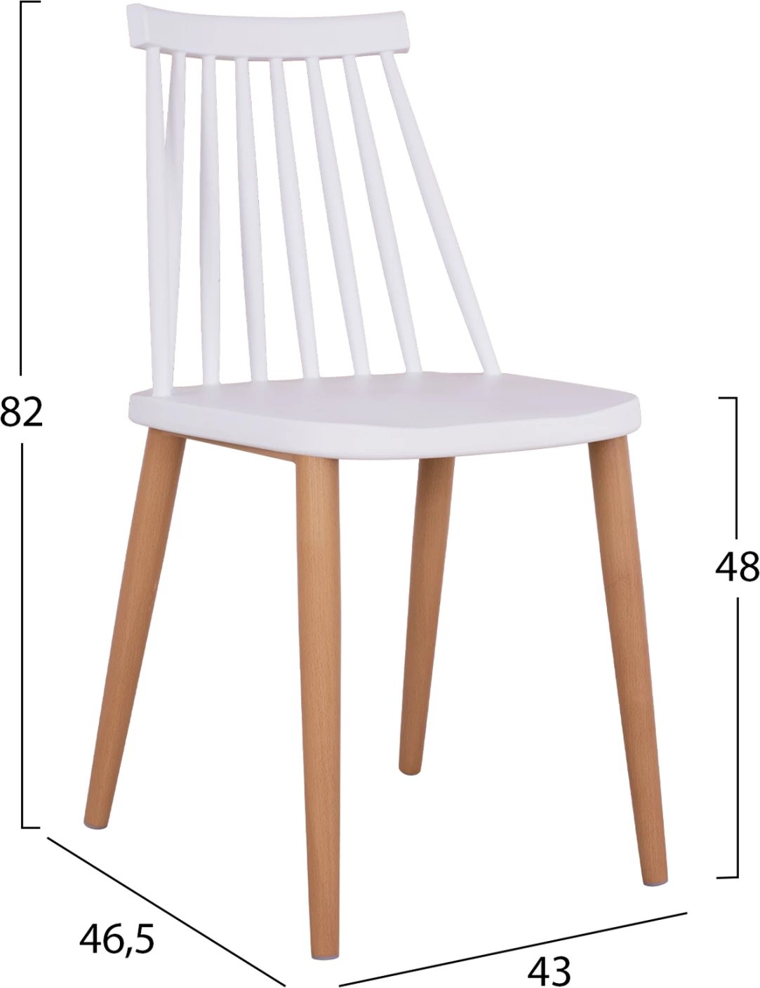 Set Karrige për ngrënie Vanessa, 43x46,5x82cm, 4 copë, të bardha