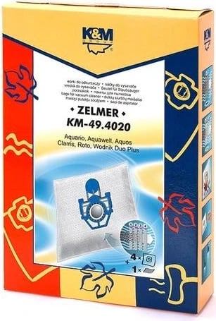 Qese për fshesë me korrent K&M, 49.4020, Zelmer 4 copa + filtër