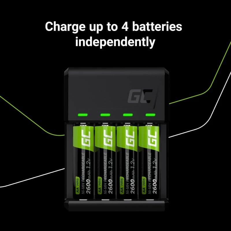 Karikues baterish Green Cell GC VitalCharger me 4x AA 2000mAh, Zi