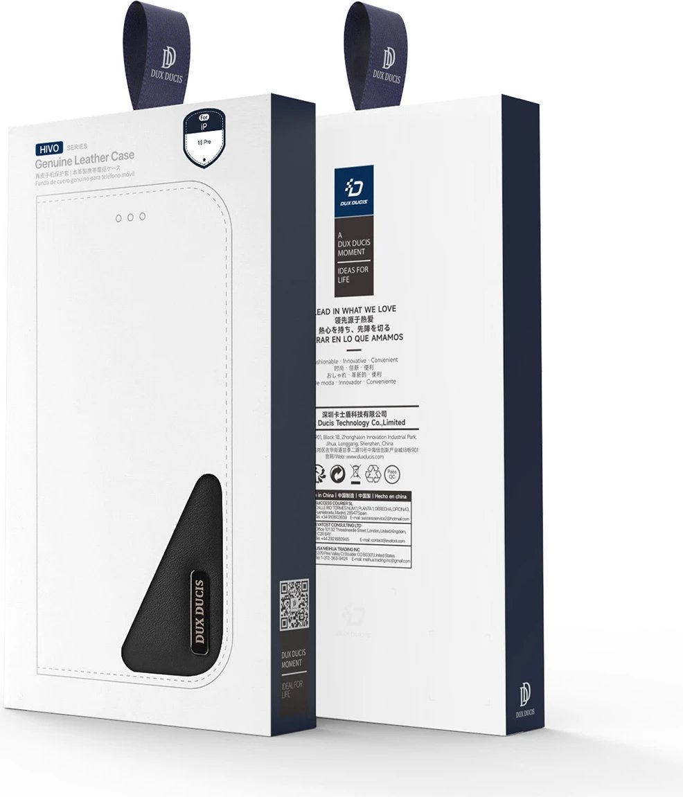 Mbështjellës Dux Ducis Hivo për iPhone 16 Pro, lëkurë, me kapak, RFID, i zi