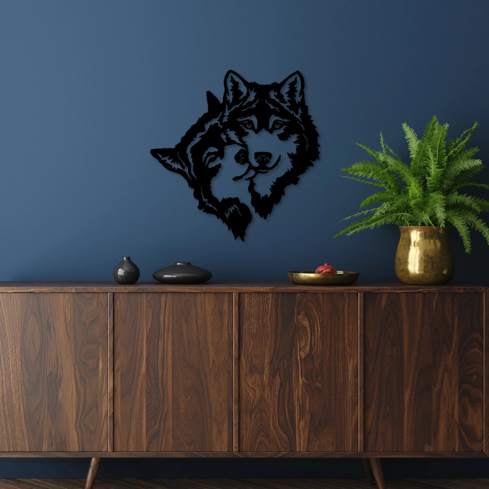 Aksesor dekorativ metalik për mur Wallity, its Love, ngjyrë e zezë, 54x54cm