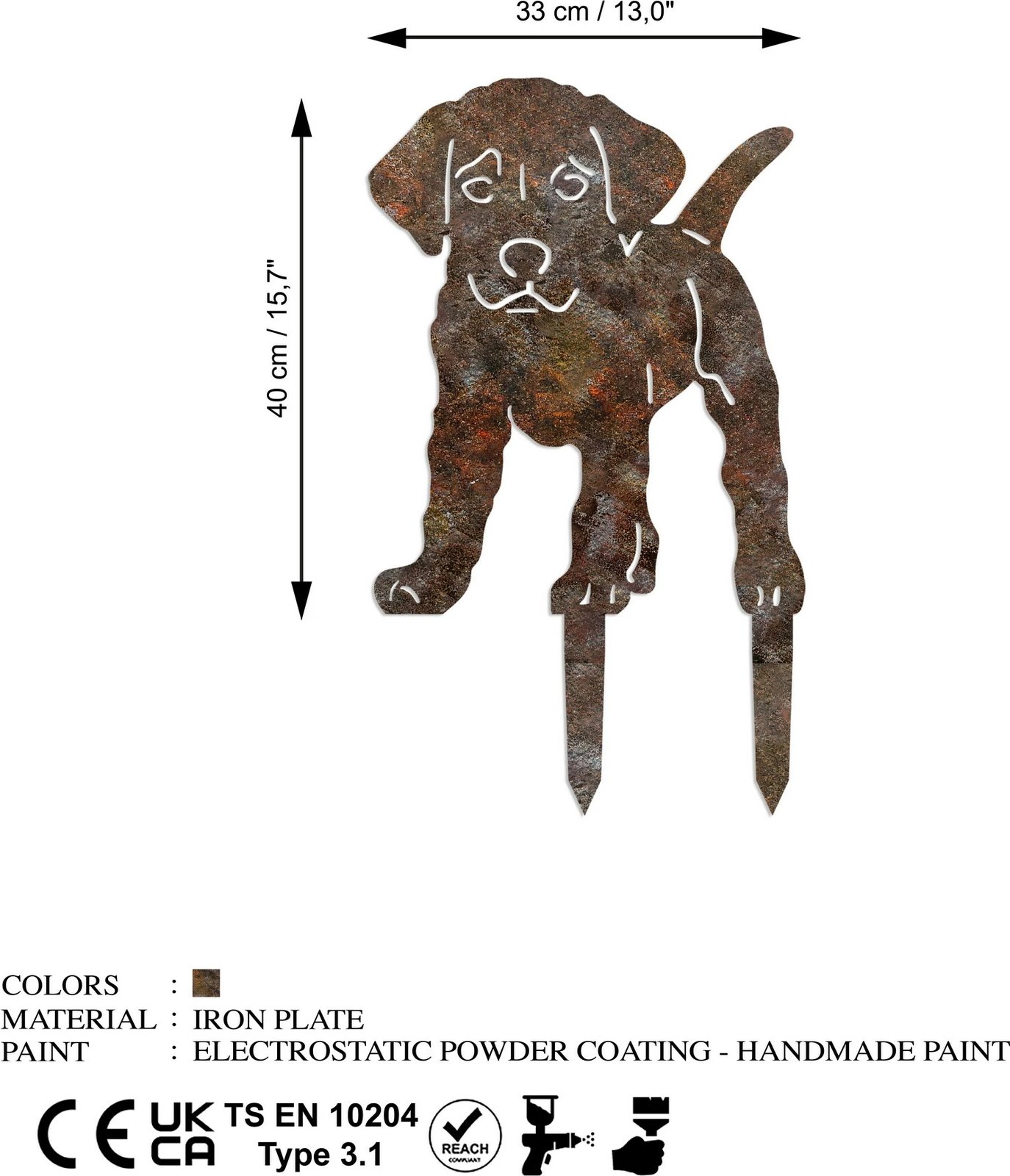 Objekt dekorativ për kopsht, dizajn Aberto, Amicable 02, ngjyrë antike, 40x33cm