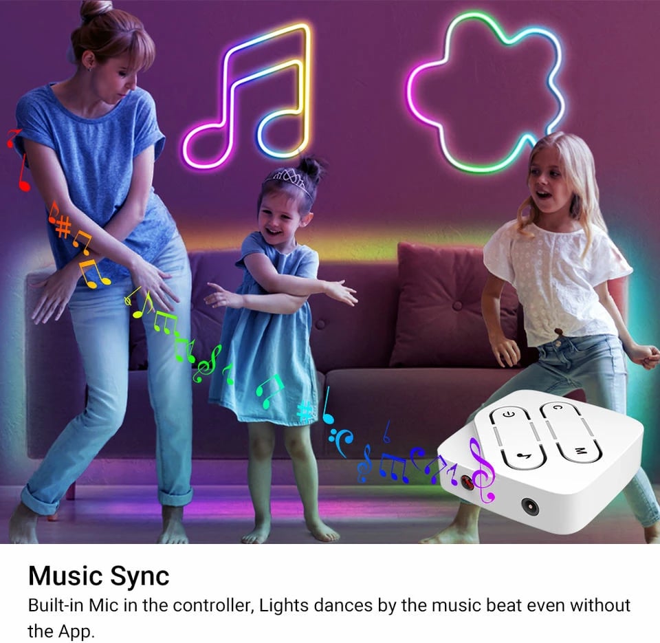 Drita Led SONIT RGBIC 2 Neon-WIFI (Bardhë, 5M 300LED)