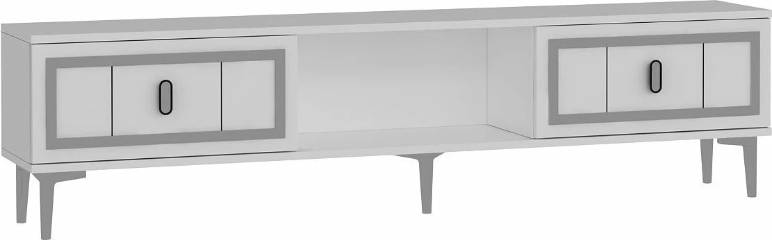 Komodë TV Skye Decor, e bardhë, argjend