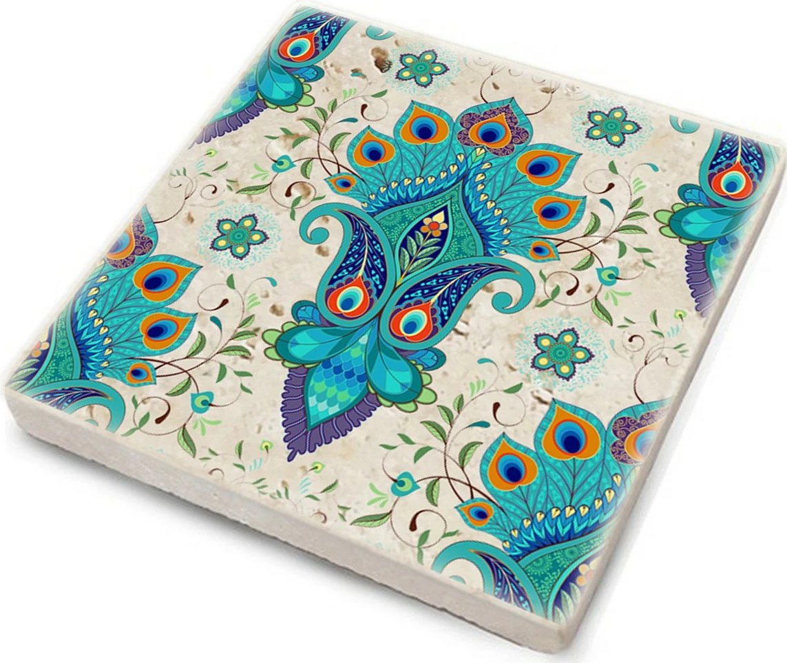 Set katër copë mbrojtëse gotash prej guri natyral, shumëngjyrëshe, Hermia, TBA7436502615641