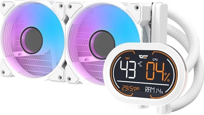 Kasë ftohëse me ujë Darkflash DH240D, ARGB, për CPU, e bardhë