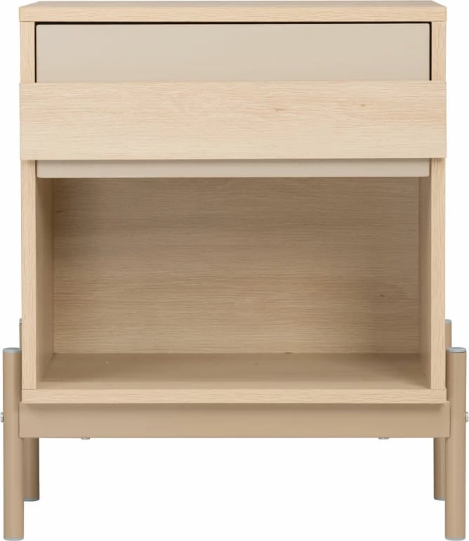 Komodinë Cappuccino, një sirtar, ngjyrë sonoma-latte, 49.6x36.5x57 cm