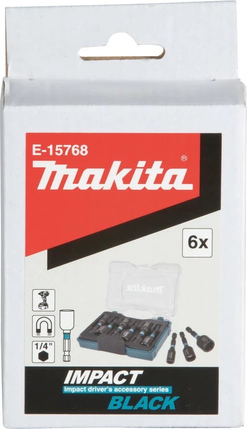 Set çelësa Makita 6 pjesë, 1/4", 50mm, çelik, metrik, zi