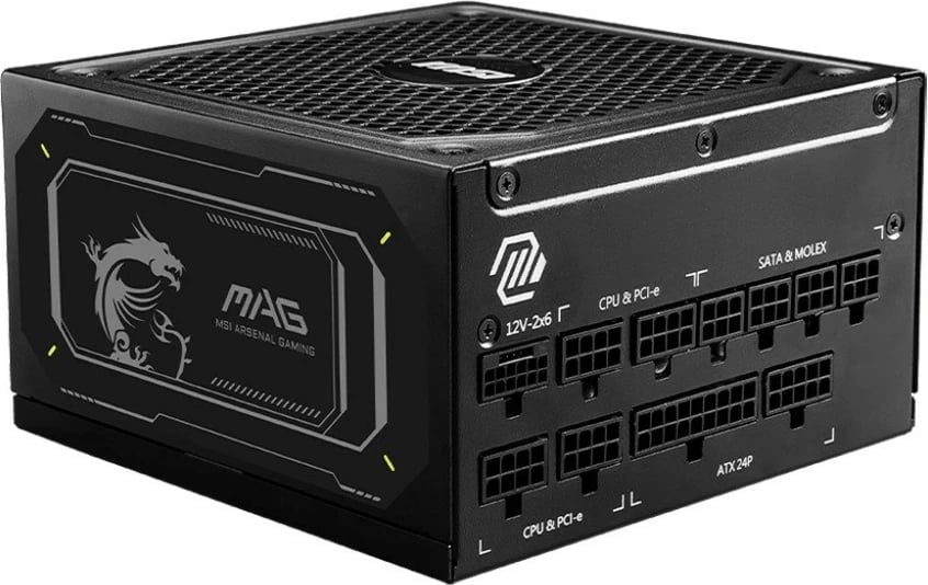 Furnizues energjie PC MSI MAG A1000GL PCIE5 II 1000W 80 PLUS Gold modular ATX 3.1 me PCIe 5.1 16-pin, e zezë