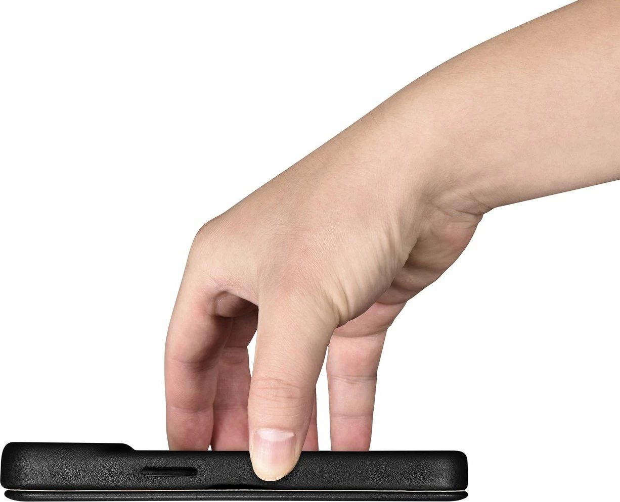 Mbështjellës iCarer CE Premium lëkurë për iPhone 14 Plus, MagSafe, i zi