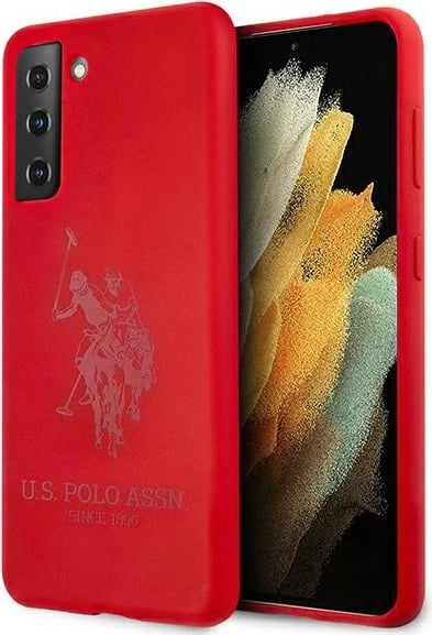 Mbështjellës U.S. Polo Assn. USHCS21MSLHRTRE për Samsung Galaxy S21+, silikon, i kuq