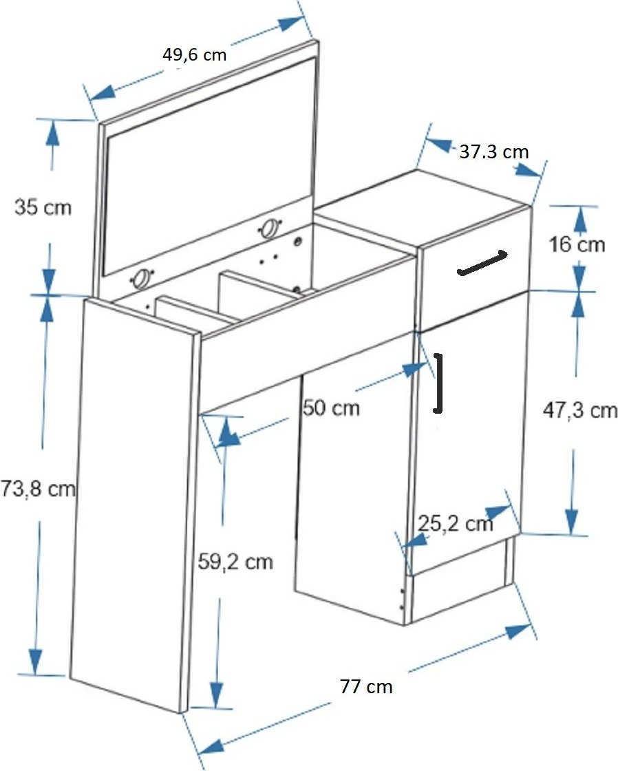 Tavolinë grimi Skye Decor, e bardhë, Inci