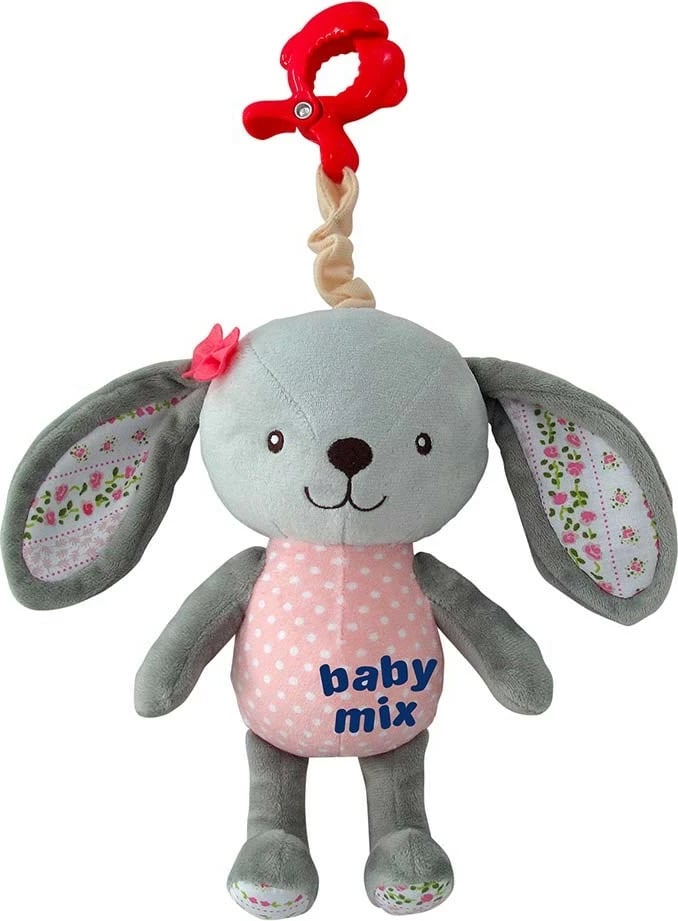 Lepur pelushi, Baby Mix, me muzikë dhe kapëse, 24 cm, shumëngjyrëshe
