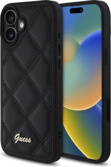Mbështjellës Guess Quilted Metal për iPhone 16 Plus, 6.7", i zi