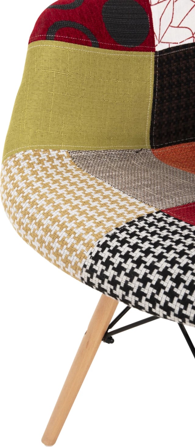 Karrige me krahë, këmbë druri dhe sedilje patchwork Mirto FH005.25 63x57x80 cm, set prej 4 copë