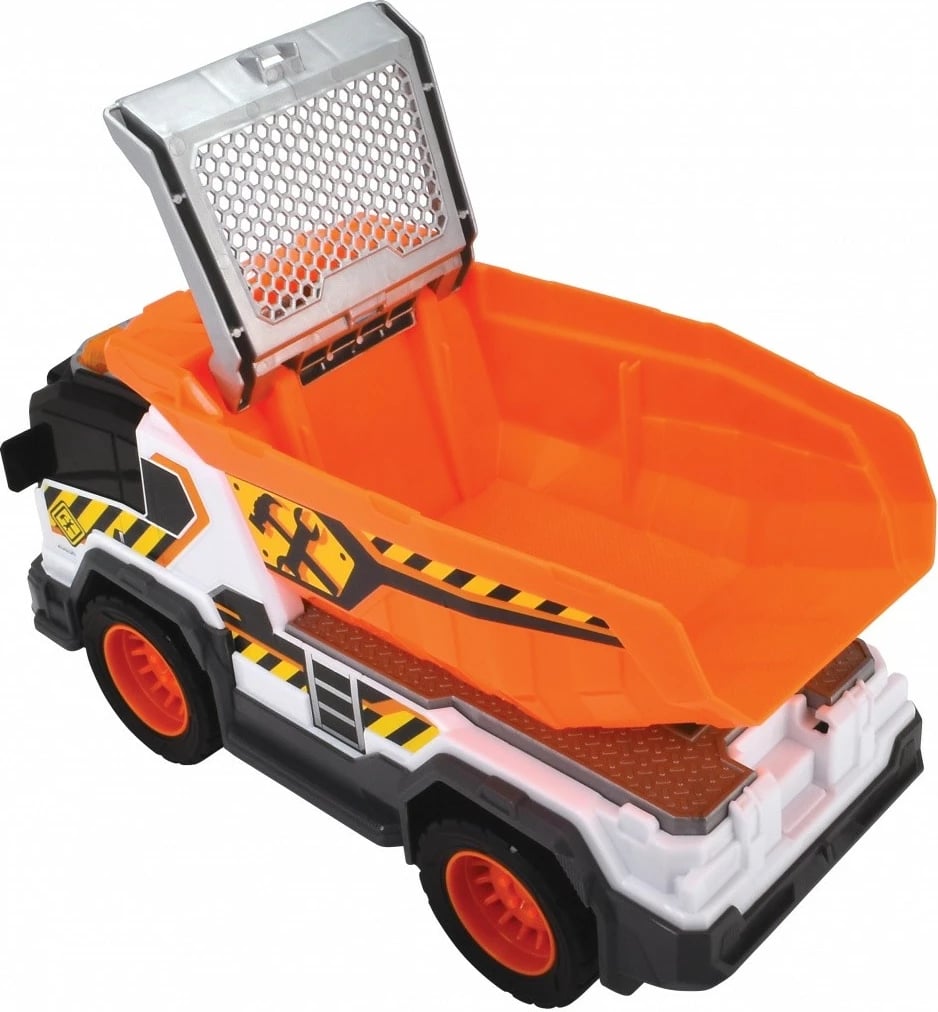 Kamion lodër Dickie A.S. Dump Truck 30 cm, me dritë e zë, portokalli/zi/gri/bardhë Kamion lodër Dickie A.S. Dump Truck 30 cm, me dritë e zë, portokalli/zi/gri/bardhë